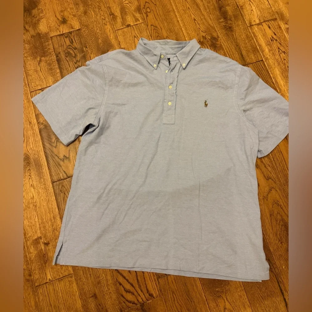 Polo Ralph Lauren Knit Oxford Polo Shirt Men’s XLT Light Blue Big & Tall Pony